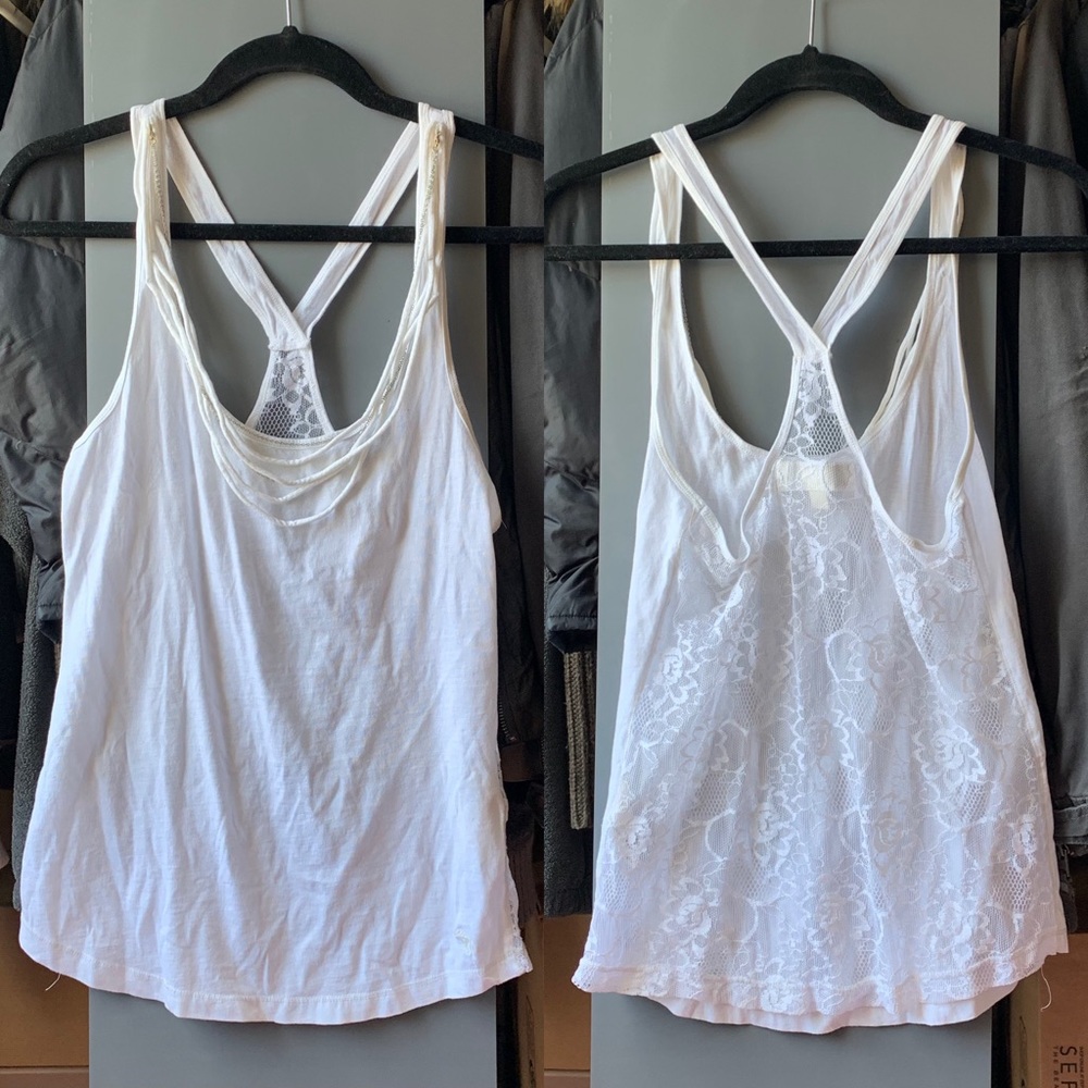 White Tank with Lace Detail